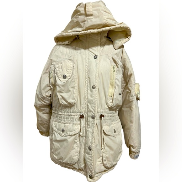 Triple FAT Goose Off-White Hooded Down Parka Jacket Vintage Y2K Size Small - Picture 1 of 10